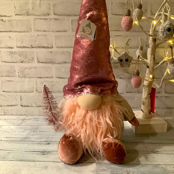 Gnome For The Holidays Large Pink Sequin Gnome - Picture 2 of 4